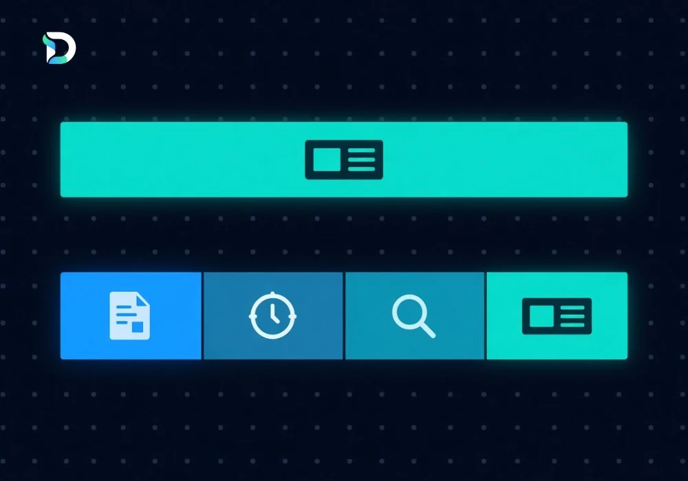 Two stacked bars comparing attribution: the top bar credits a single last-click touchpoint, while the bottom bar splits credit across the full path — document, time, search and final touch